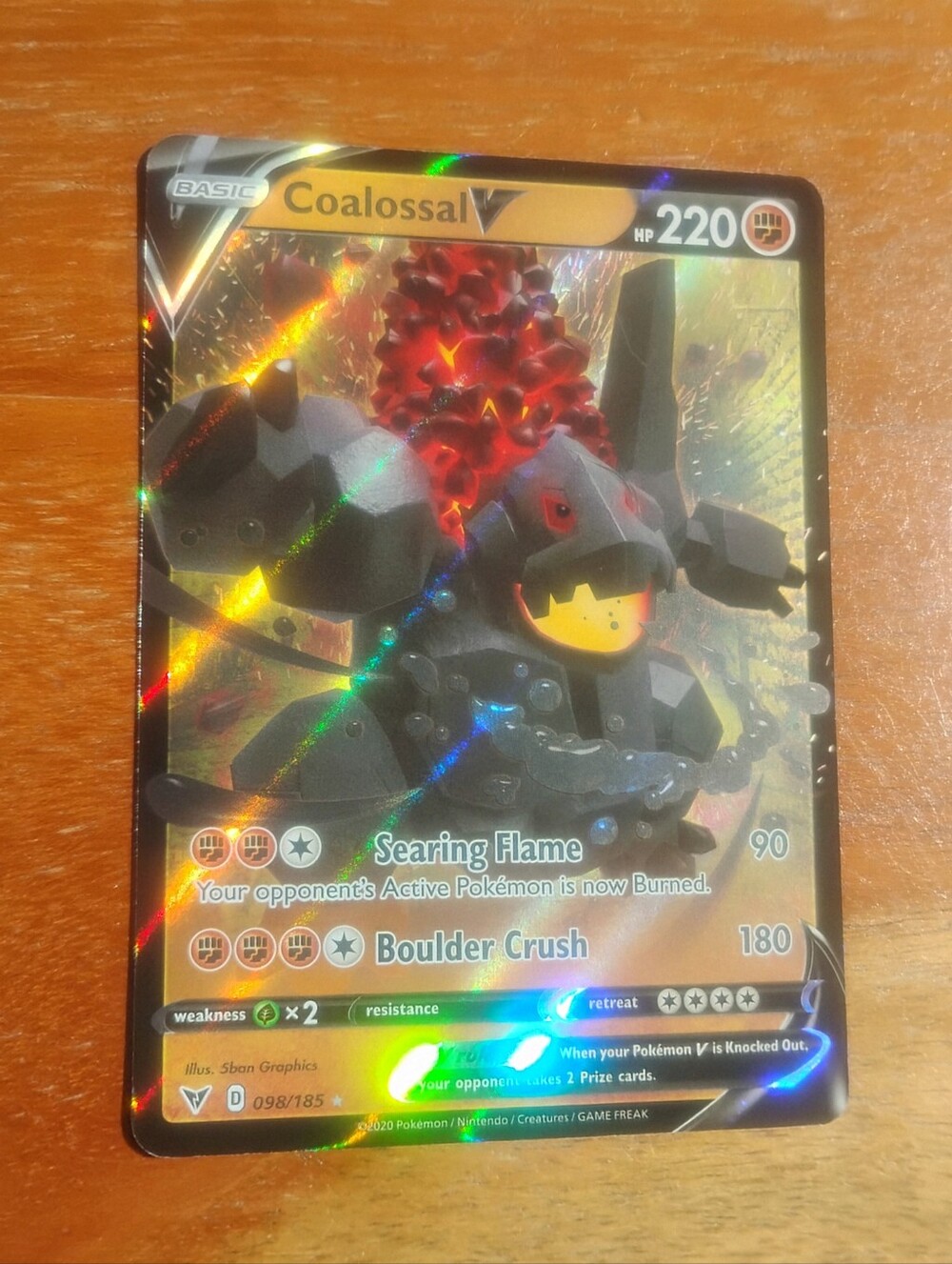Mint Holo Ultra Rare Full Art Coalossal V 098/185 Vivid Voltage Pokemon Card